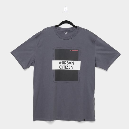 Camiseta All Free Urban Citizen Plus Size Masculina - Cinza