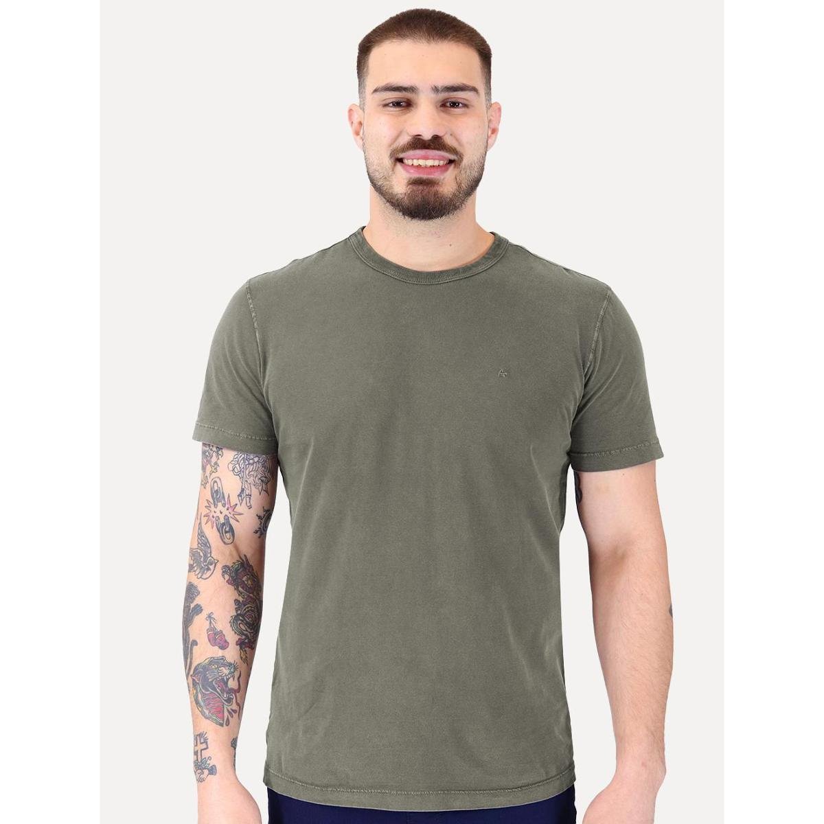 Camiseta Aramis Masculina Regular Piquet Bordado Verde Militar Menor preço em Camiseta Aramis Masculina Regular Piquet Bordado Verde Militar