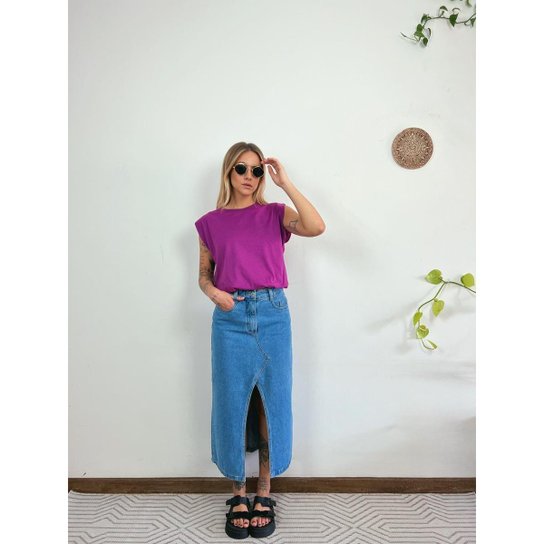 Camiseta Aveloz Feminina Muscle Tee com elástico Roxo