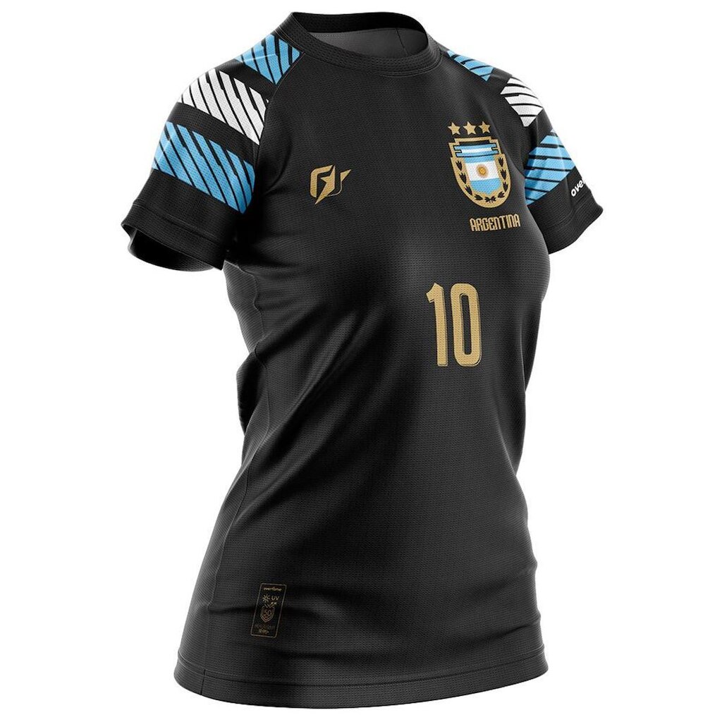 Camiseta Baby Look Filtro UV Argentina Preto Tri Campeã
