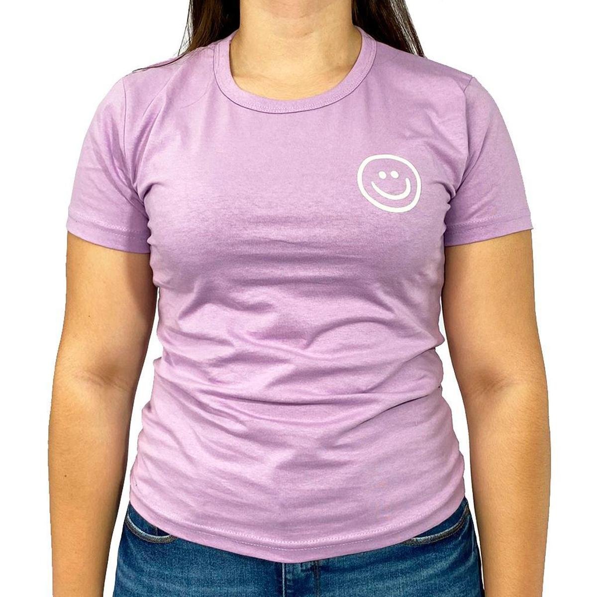 Camiseta Baby Look Malha Feminina Estampada Várias Cores - Lilás Menor preço em Camiseta Baby Look Malha Feminina Estampada Várias Cores - Lilás