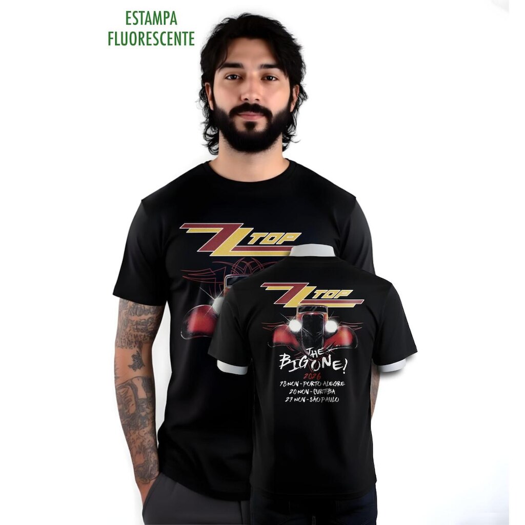Camiseta Banda ZZ Top Brilha no Escuro Estampa Exclusiva 2026