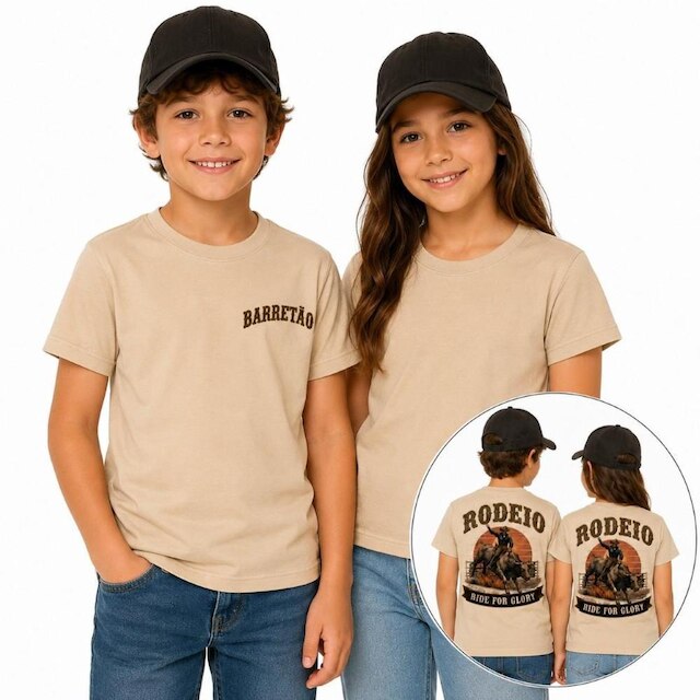 Camiseta Barretão Rodeio Infantil Algodão Festa 2 a 16 Anos