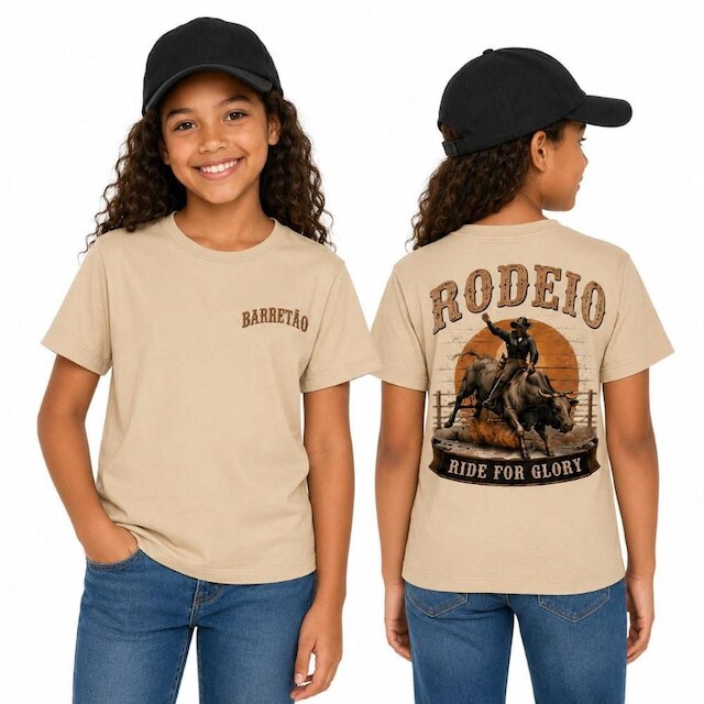 Camiseta Barretão Rodeio Infantil Algodão Festa 2 a 16 Anos