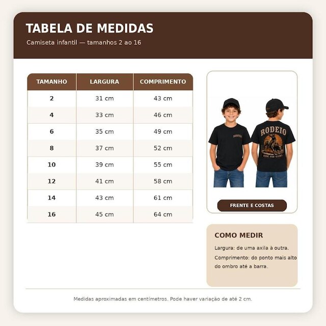 Camiseta Barretão Rodeio Infantil Algodão Festa 2 a 16 Anos