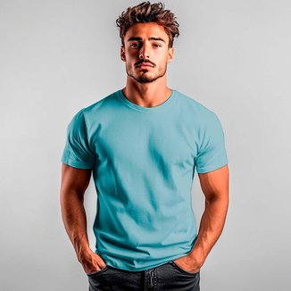 Camiseta Básica de Algodão 30.1 Lisa Azul Bebê