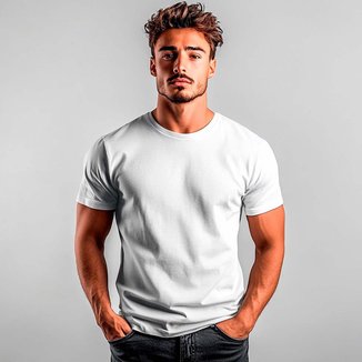 Camiseta Básica de Algodão 30.1 Lisa Branco