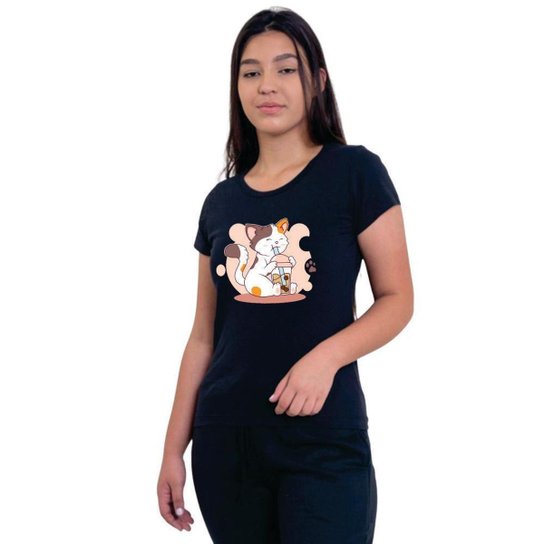 Camiseta Básica de Algodão Feminina