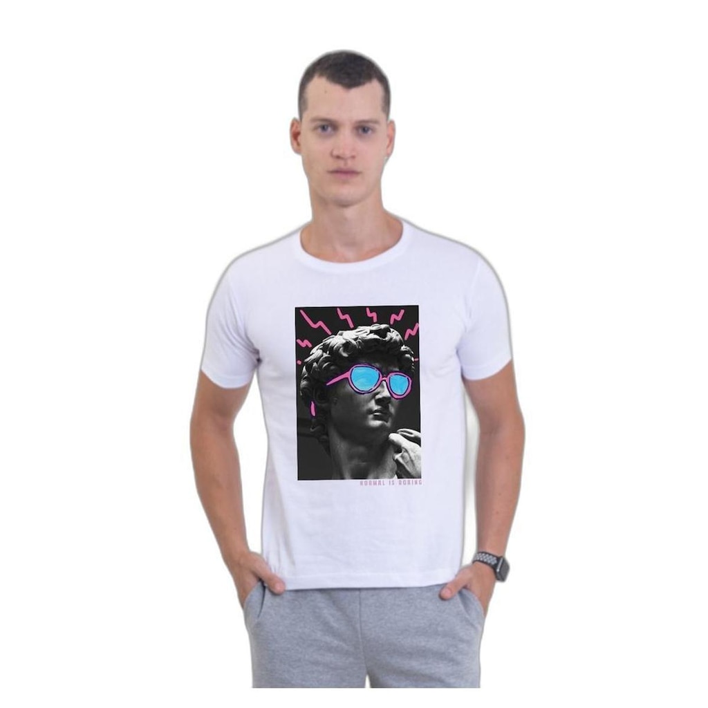 Camiseta Básica de Algodão Masculina Estampada