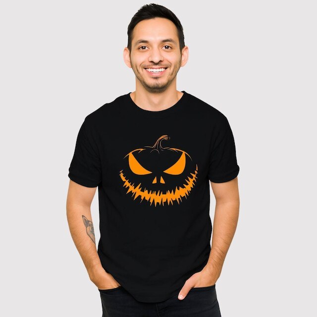 Camiseta Básica Estampada Tema Halloween Abobora