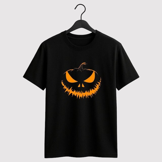 Camiseta Básica Estampada Tema Halloween Abobora