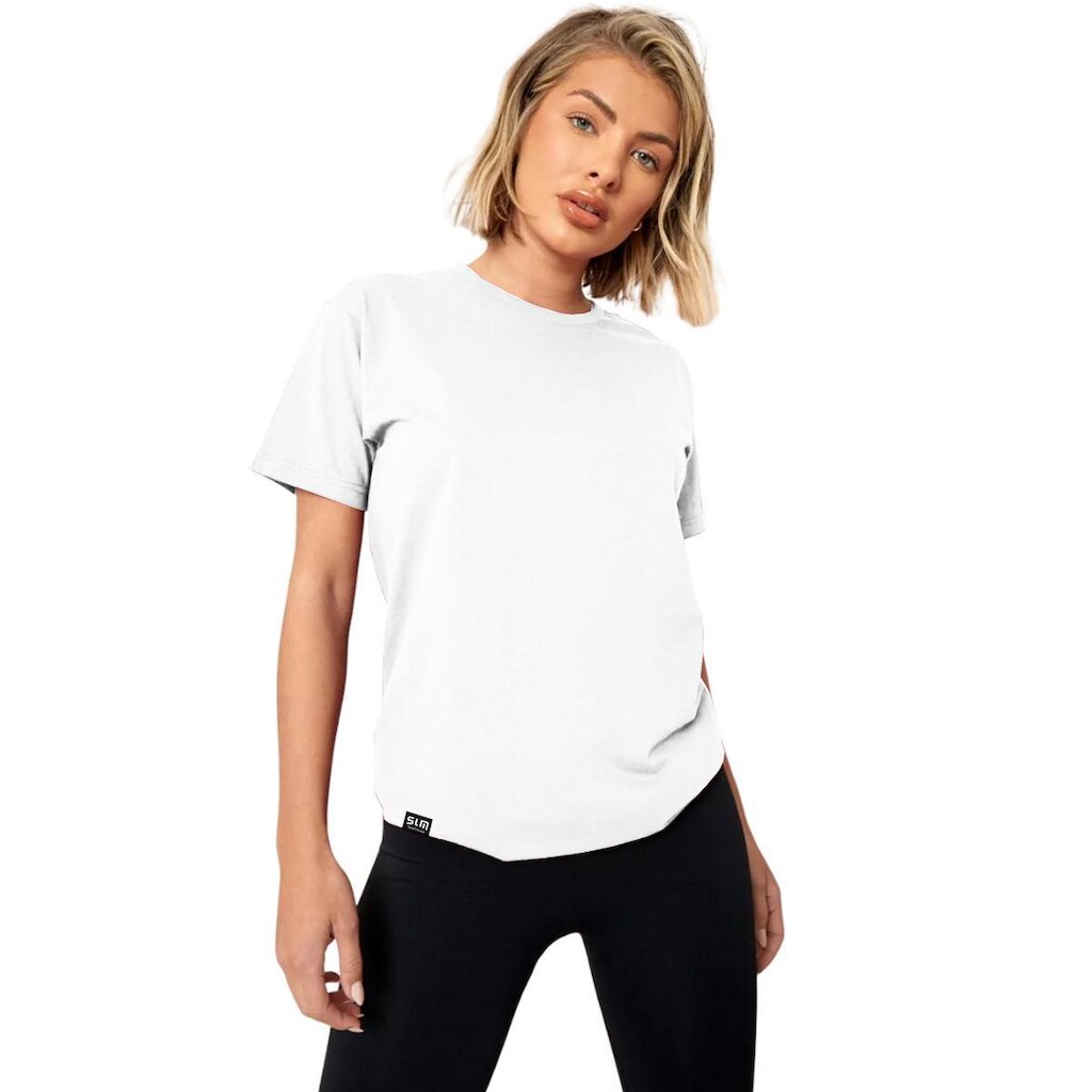 Camiseta Básica Feminina Algodão Manga Curta Confortável Slim Fitness - Azul Royal - EGG