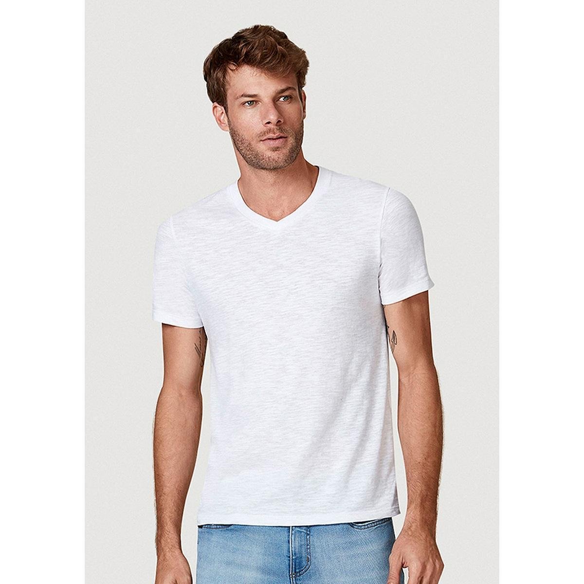 Camiseta Básica Flamê Com Decote V Masculina Menor preço em Camiseta Básica Flamê Com Decote V Masculina