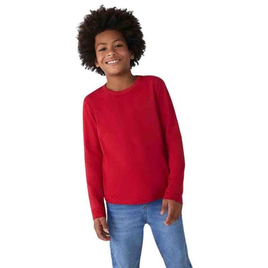 Camiseta Básica Hering Kids Infantil Menino Manga Longa
