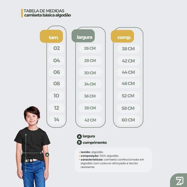 Camiseta Basica Infantil 100% Algodão
