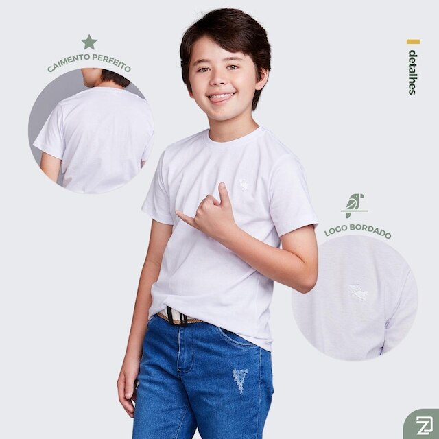 Camiseta Basica Infantil 100% Algodão