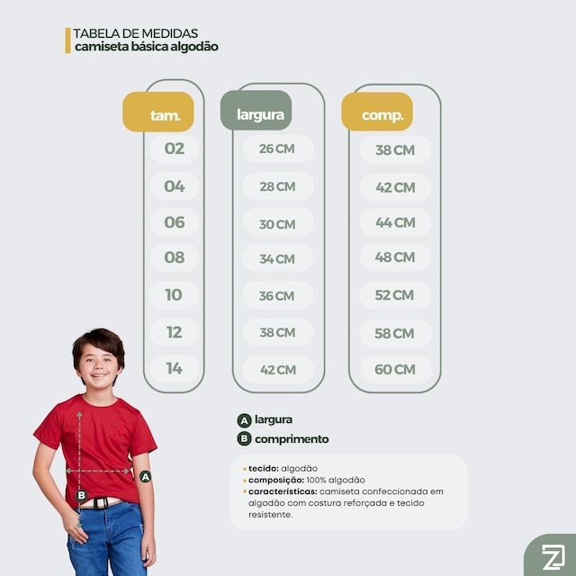 Camiseta Basica Infantil 100% Algodão