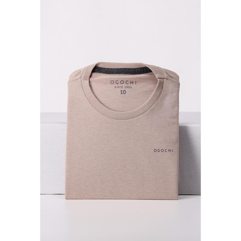 Camiseta Básica Infantil Menino Bege Ogochi 1304