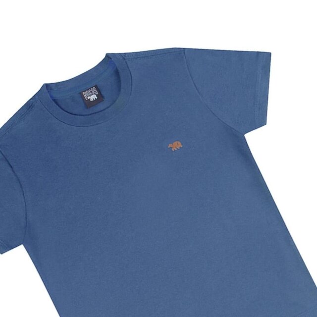 Camiseta Básica Infantil Menino Mangas Curtas Azul Tam 1 a 12 - Biogás