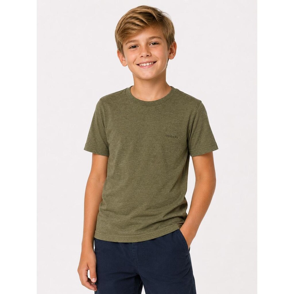Camiseta Básica Infantil Menino Verde Estonada Ogochi 0529