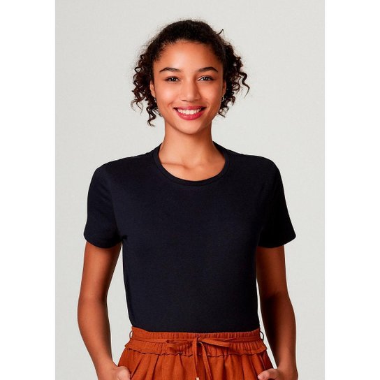 Camiseta Básica Manga Curta De Algodão Pima Hering Feminina Zattini