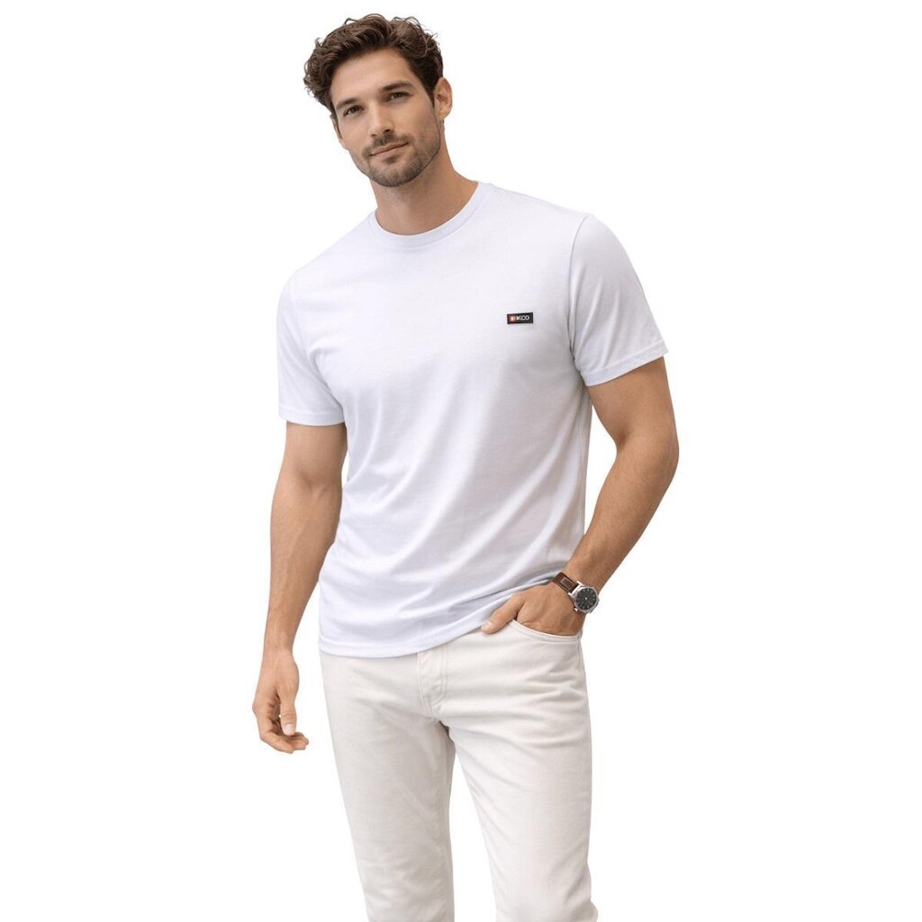 Camiseta Básica Manga Curta Masculina Fico 00976 Branco