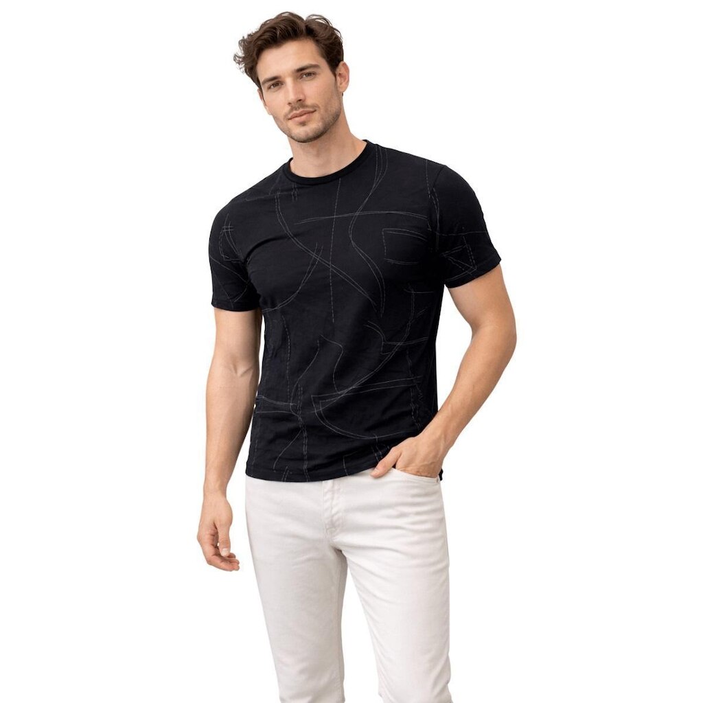 Camiseta Básica Manga Curta Masculina Fico B5000 Preta