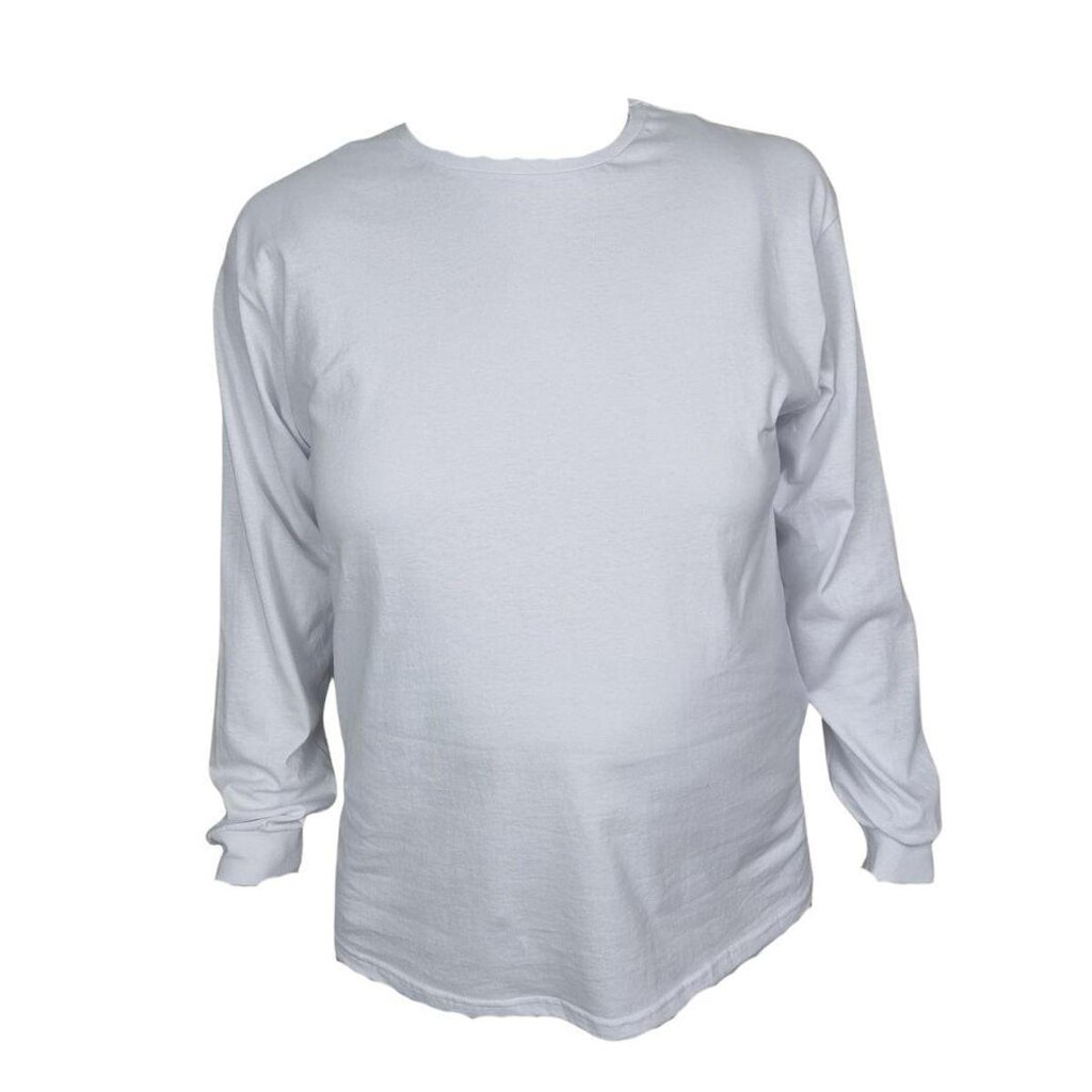 Camiseta Básica Manga Longa 100% Algodão Plus Size Lisa Com Punhos