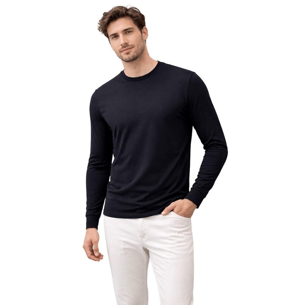 Camiseta Básica Manga Longa Masculina Fico 00971 Preta