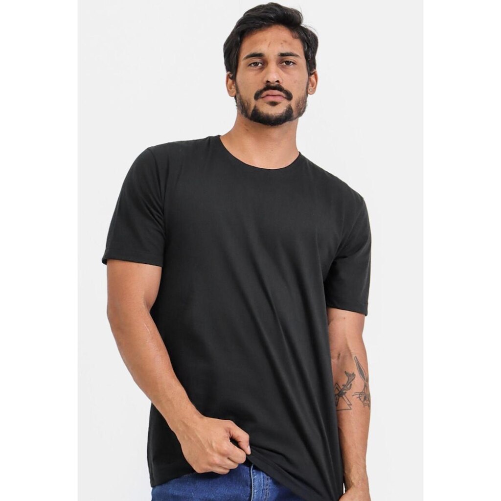 Camiseta Básica Masculina Lisa Algodão Manga Curta Gola Redonda