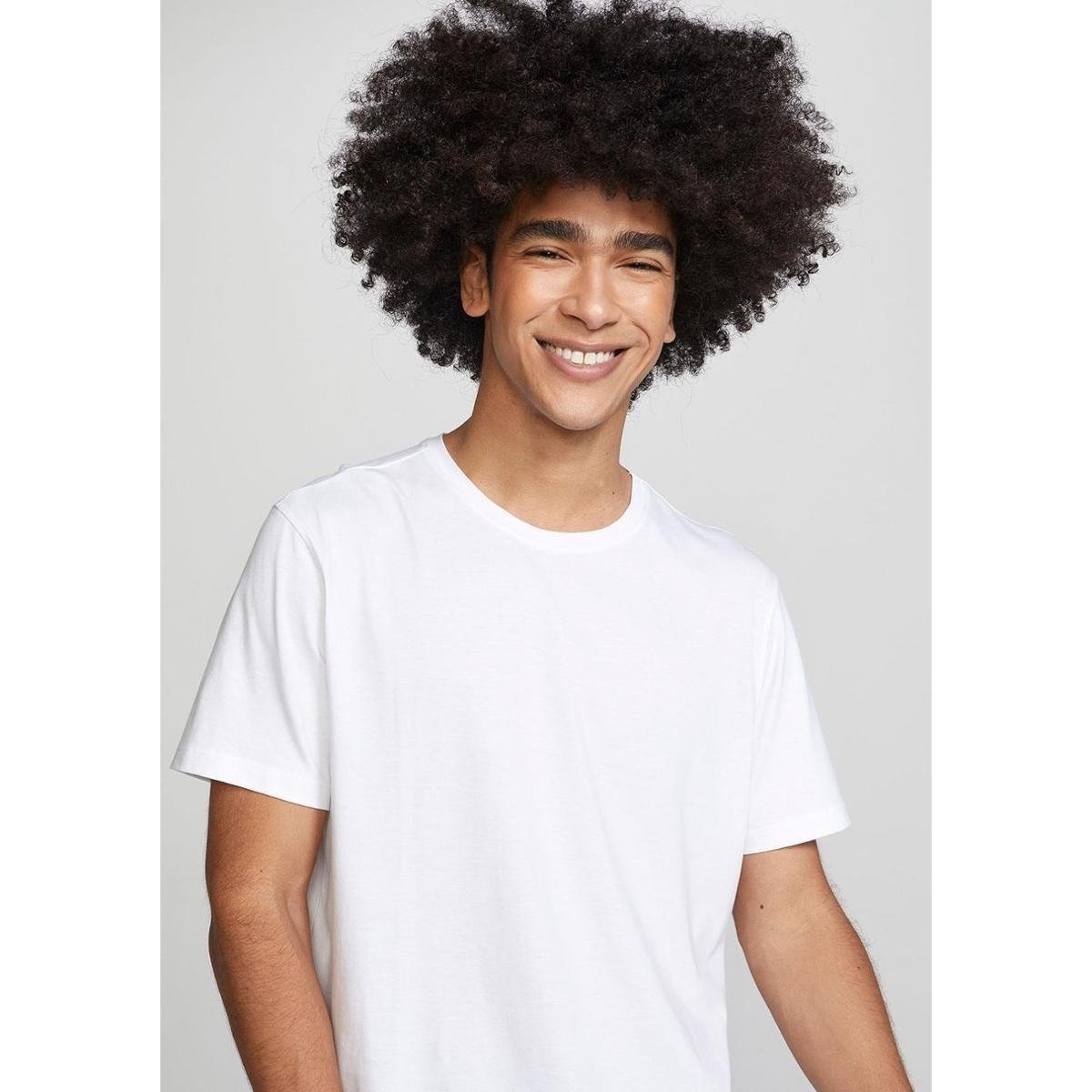 Camiseta Básica Masculina Manga Curta Em Algodão Peruano - Preto P - Branco é boa?