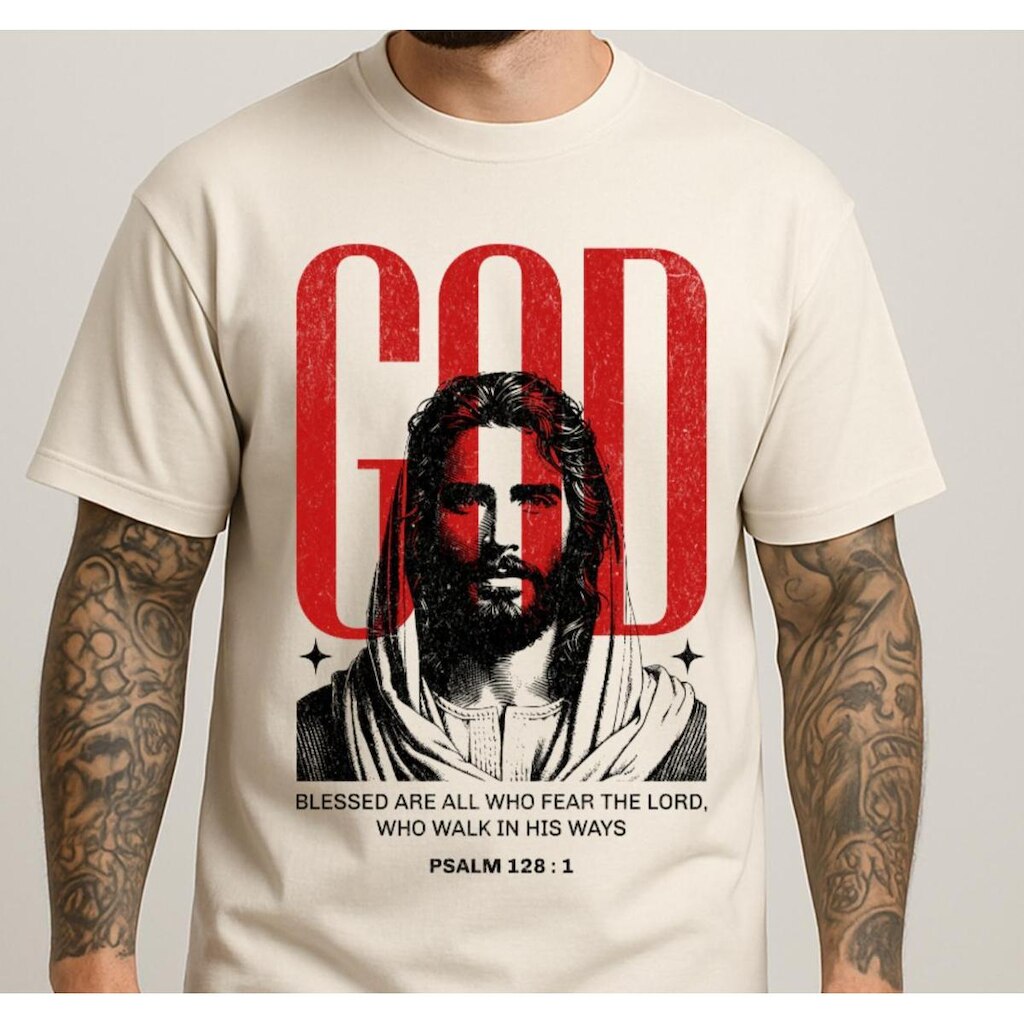 Camiseta Básica Masculinaa Arte Salmo 128 Estilo Casual Moderno Caimento Macio Respirável