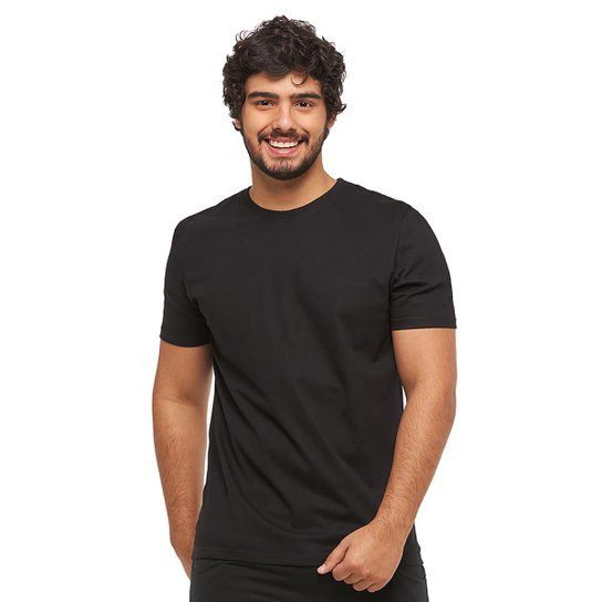 Camiseta Básica Plus Size Manga Curta C4plus-PRETO-G5