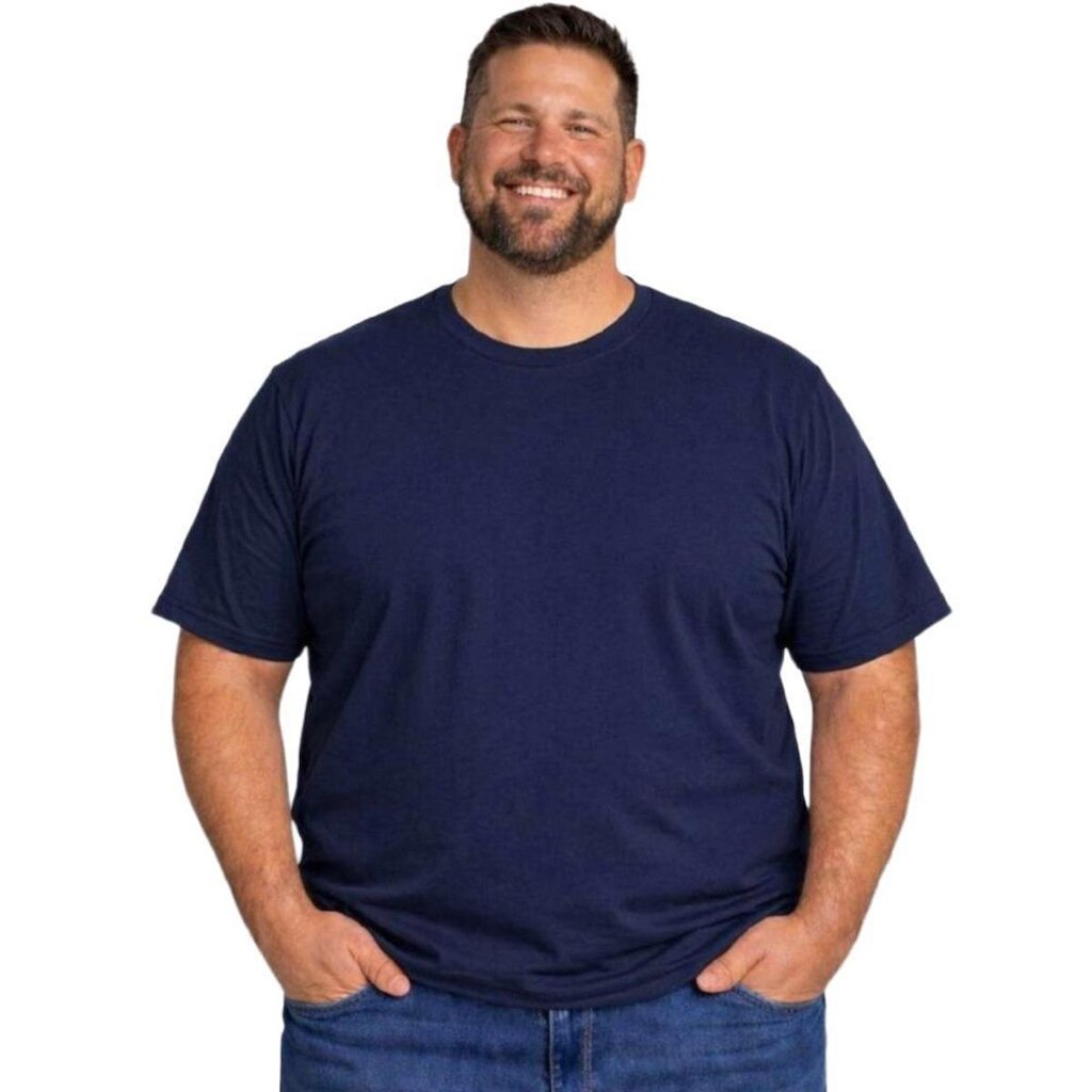 Camiseta Basica Plus Size Masculina Algodão Gola Redonda