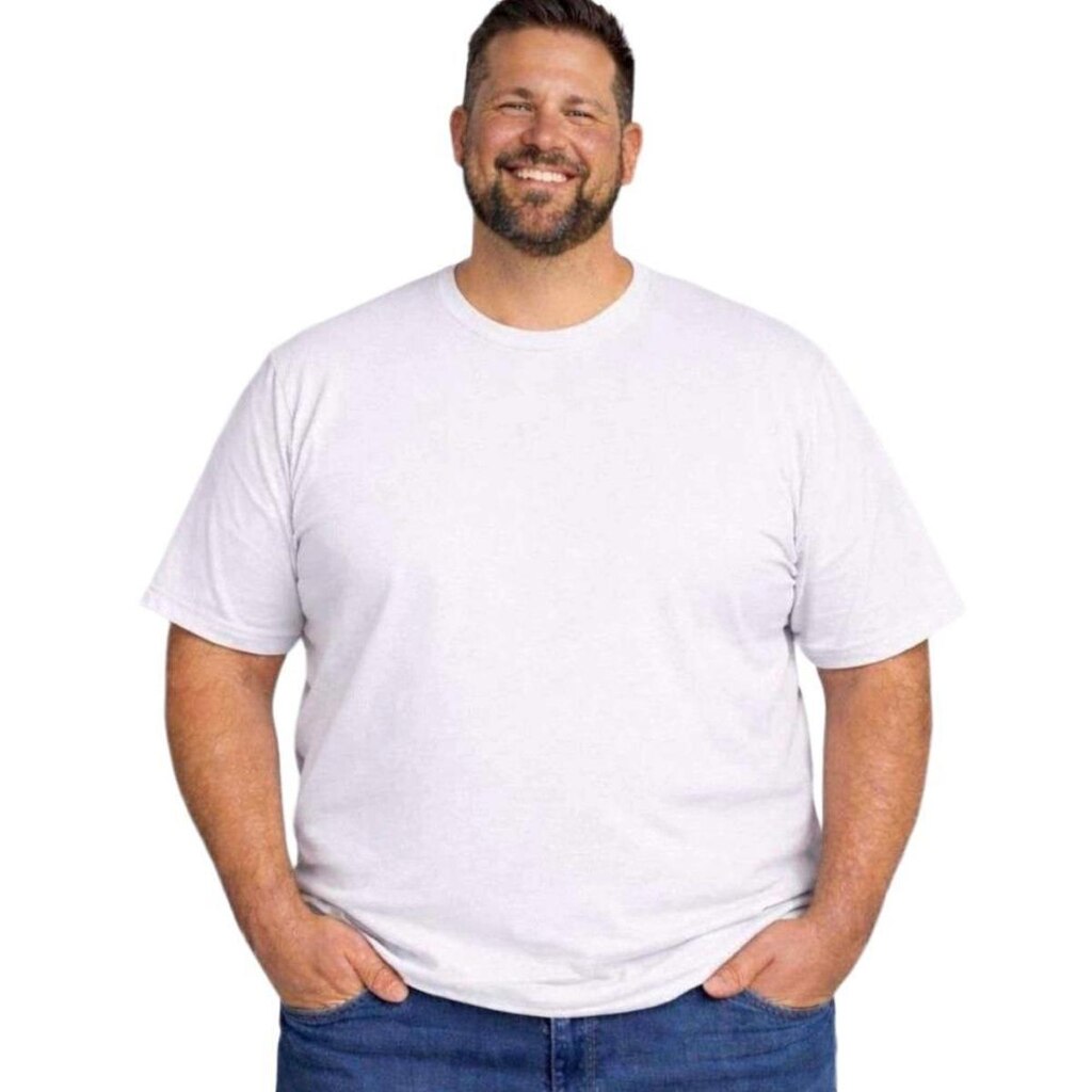 Camiseta Basica Plus Size Masculina Algodão Gola Redonda