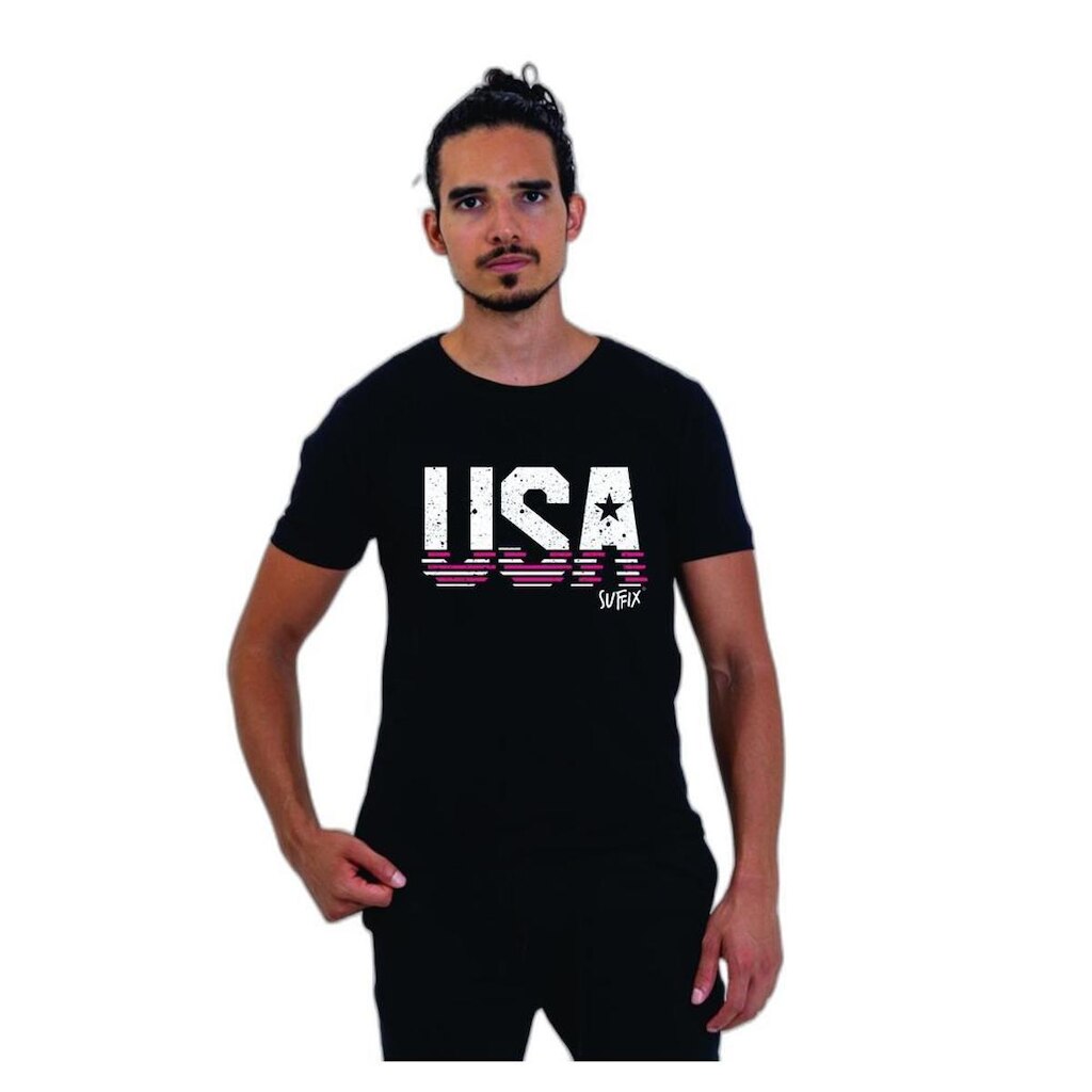 Camiseta Básica Preta Estampada Usa 17