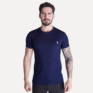 Camiseta Básica Slim Fit Azul Petróleo