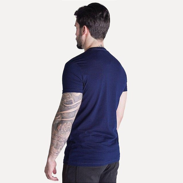 Camiseta Básica Slim Fit Azul Petróleo