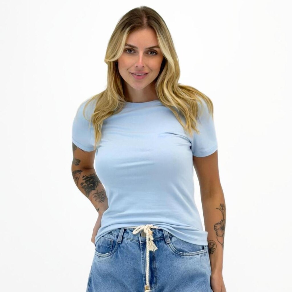 Camiseta Beagle T-Shirt Básica Manga Curta Gola Redonda Feminina