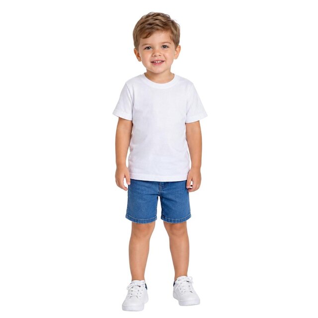 Camiseta Bebê Lisa Manga Curta Algodão Menino