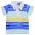 Camiseta Bebê Look Jeans Polo Listrada - M - UNICA - Azul
