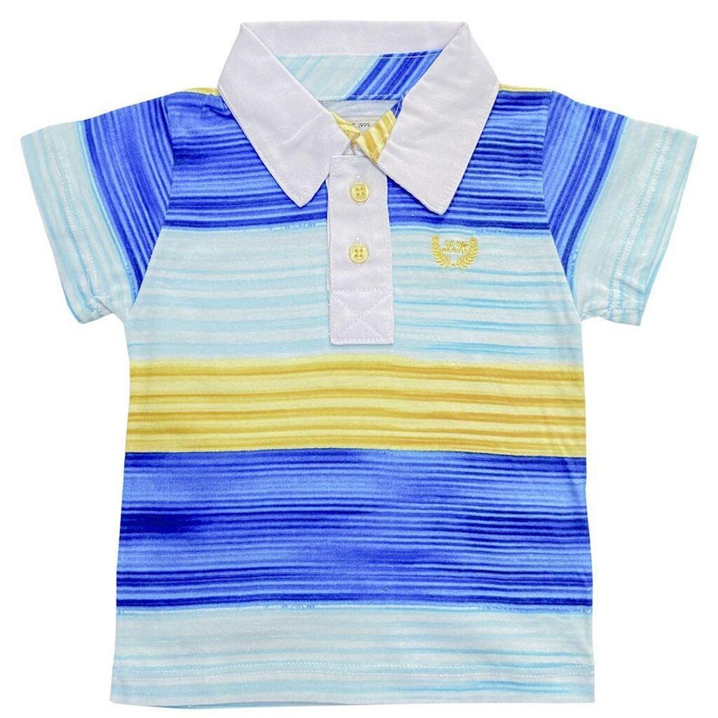 Camiseta Bebê Look Jeans Polo Listrada - M - UNICA