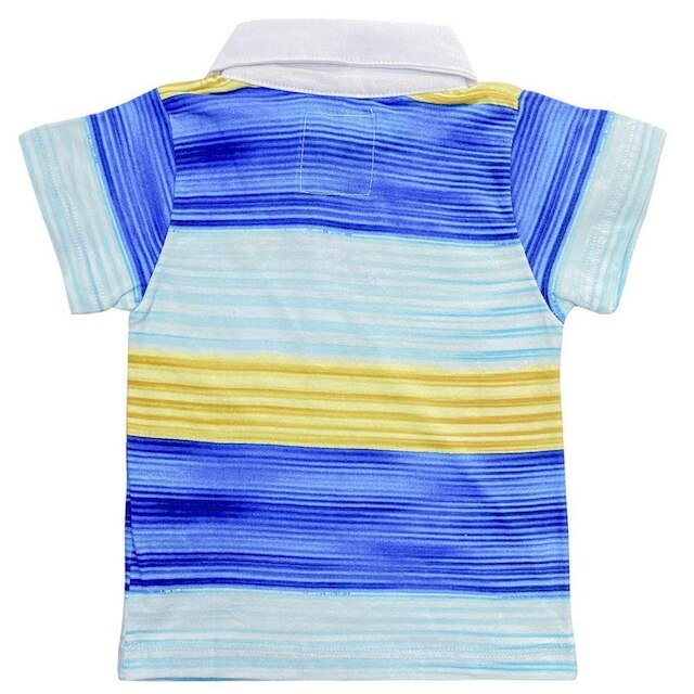 Camiseta Bebê Look Jeans Polo Listrada - M - UNICA