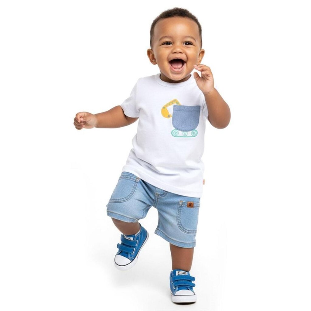 Camiseta Bebê Menino Meios de Transporte Alphabeto Branco
