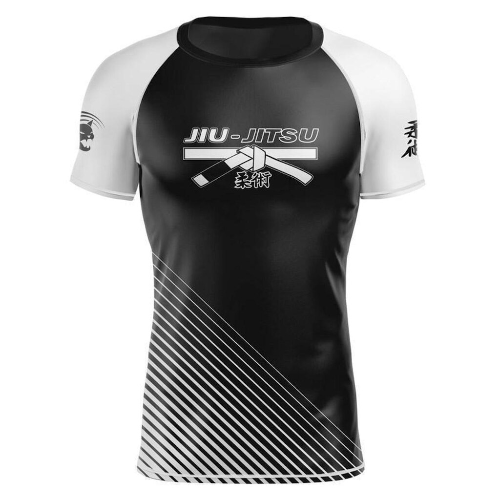 Camiseta Black Cat Sport Wear Faixa Jiu-Jitsu Rash Guard Segunda Pele Proteção