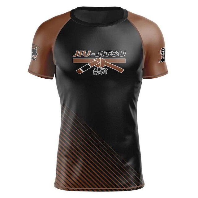 Camiseta Black Cat Sport Wear Faixa Jiu-Jitsu Rash Guard Segunda Pele Proteção