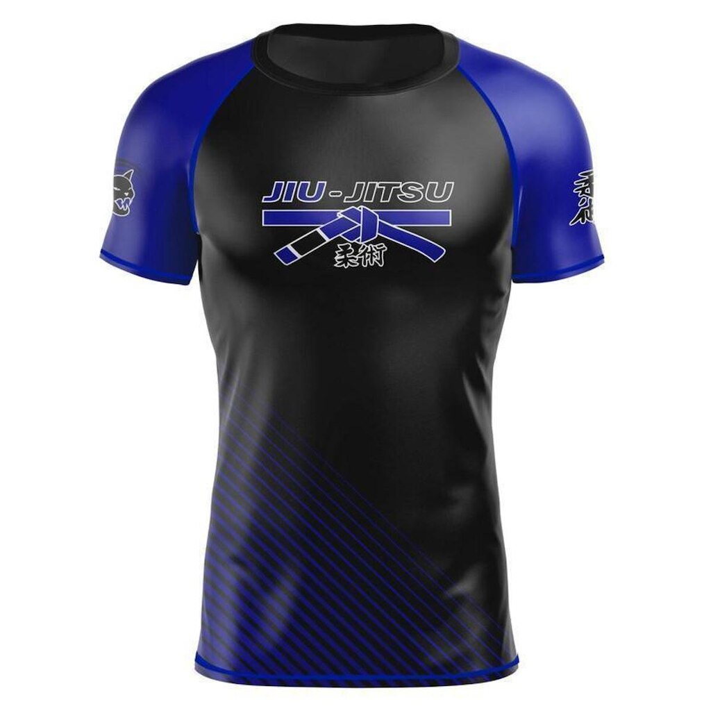 Camiseta Black Cat Sport Wear Jiu-Jitsu  Rash Guard Academia Treino Segunda Pele Proteção