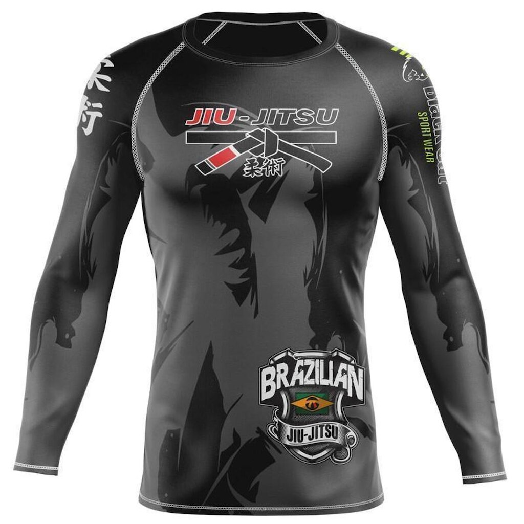 Camiseta Black Cat Sport Wear Jiu-Jitsu Rash Guard Segunda Pele Proteção - Brazilian