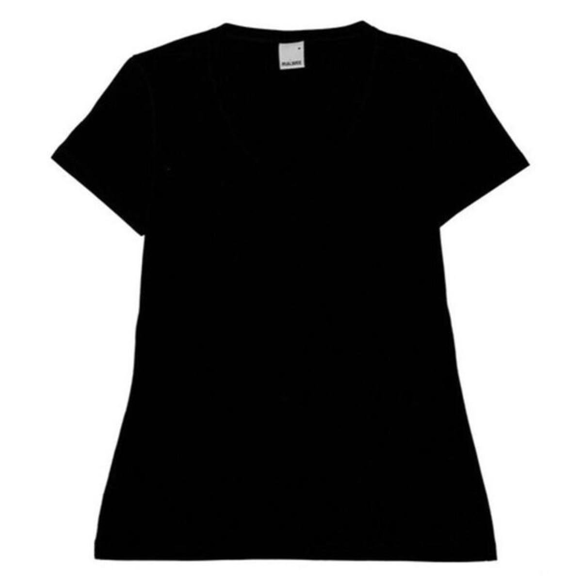 Camiseta Blusa Baby Look Gola "V" - Malwee - Preto Menor preço em Camiseta Blusa Baby Look Gola "V" - Malwee - Preto