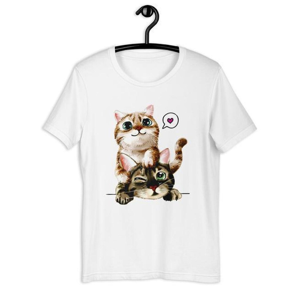 Camiseta Blusa Feminina Cats Love Amor de Gato